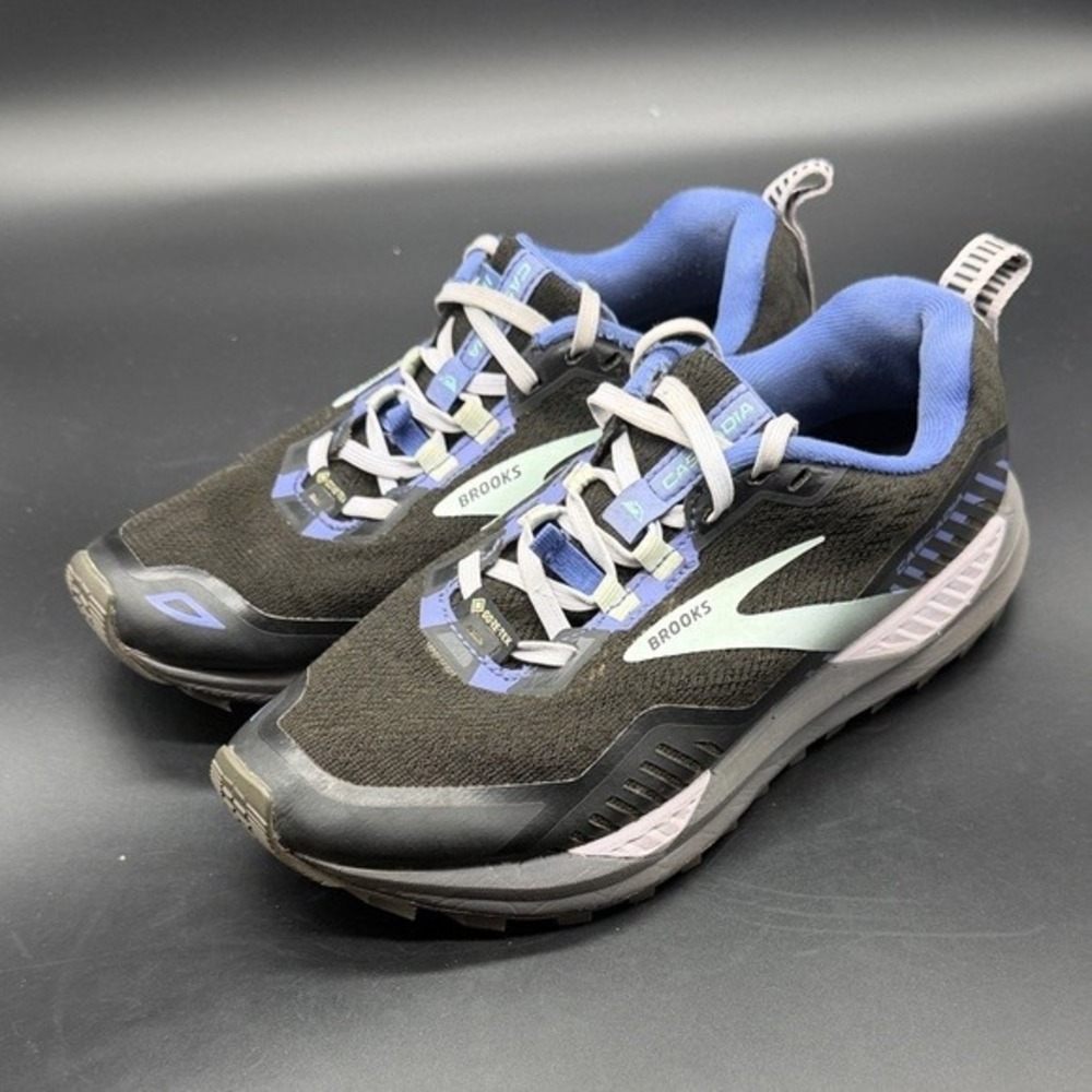 Brooks Cascadia 15 GTX Women's Trail Running Shoes Black Blue Waterproof, 6.5